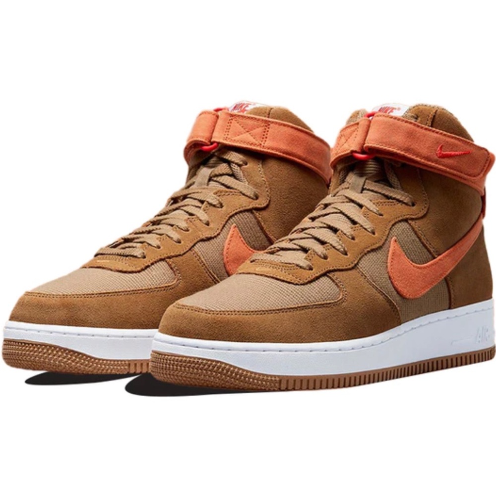 Nike Men's Brown and Orange High-Top Sneakers